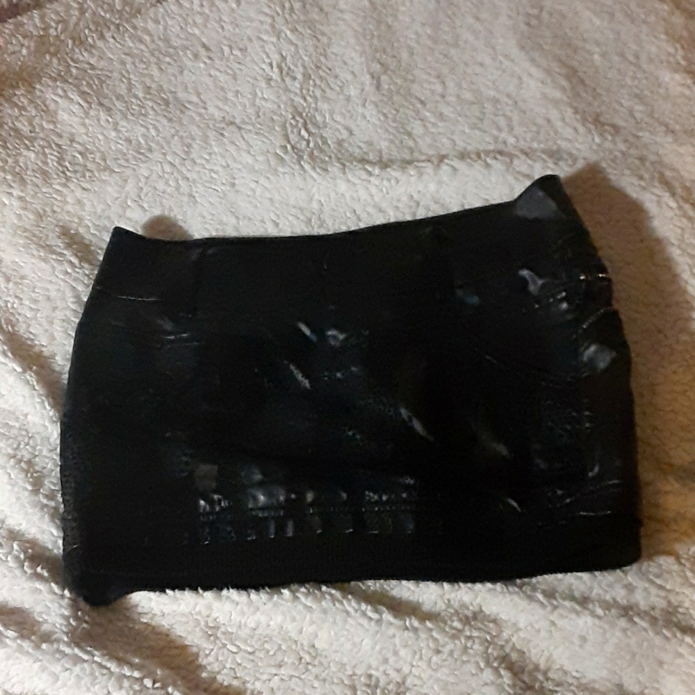 Black pleather mini skirt